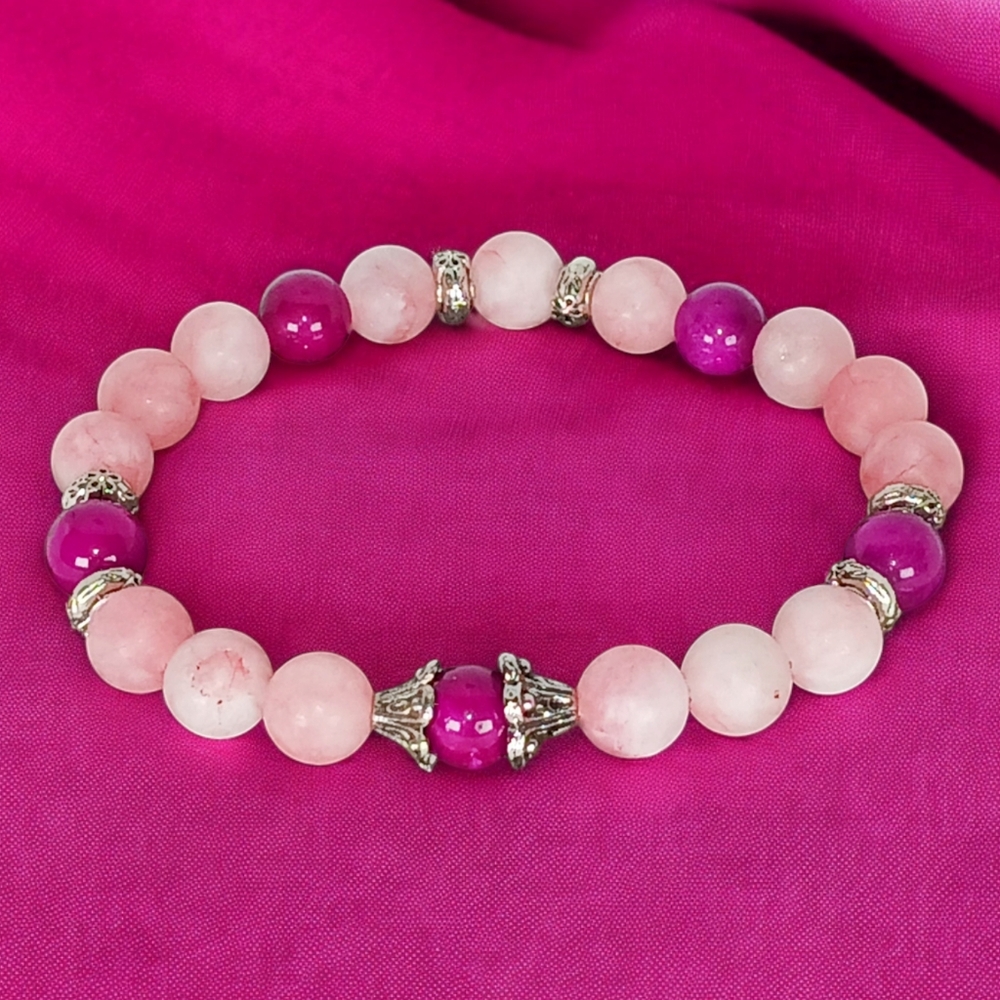 Pink Jade & Purple Sugilite Crystal Mala Lovecore Coquette Romantic Boho Chic